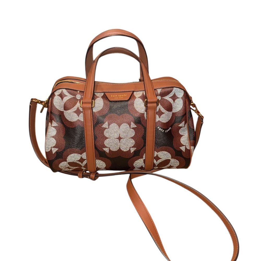 Kate Spade Brown and Cream Floral Satchel